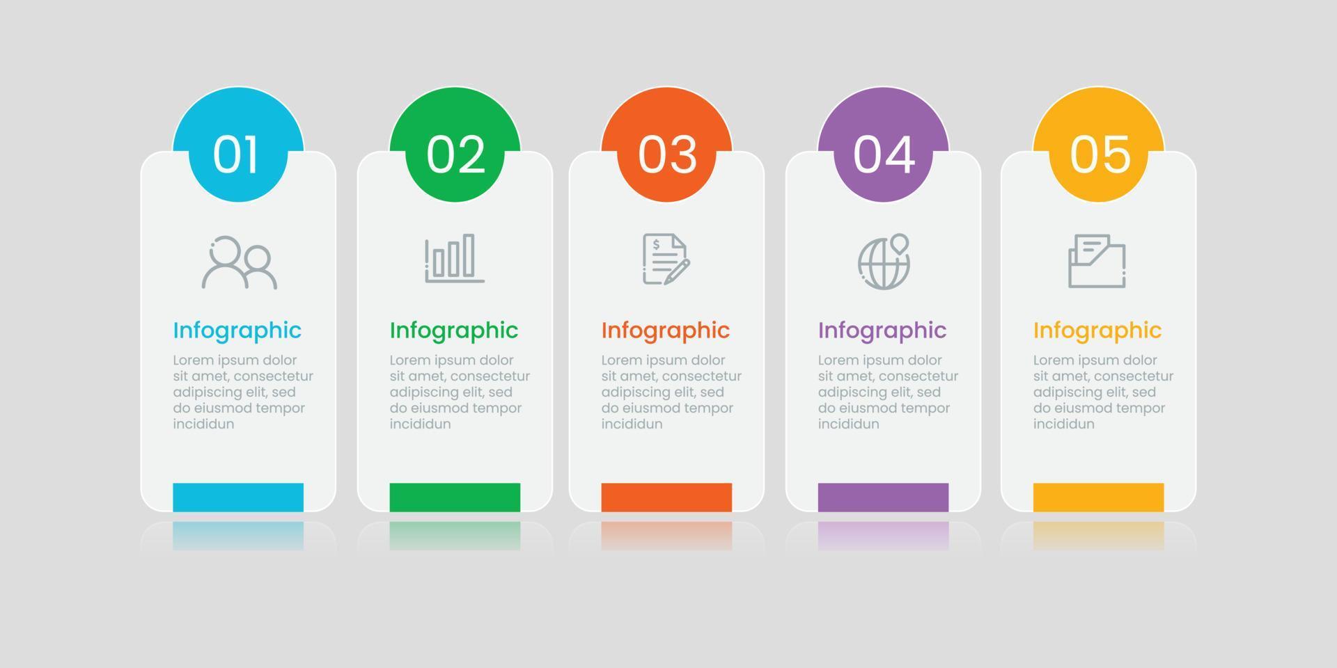 Five steps modern infographic template vector
