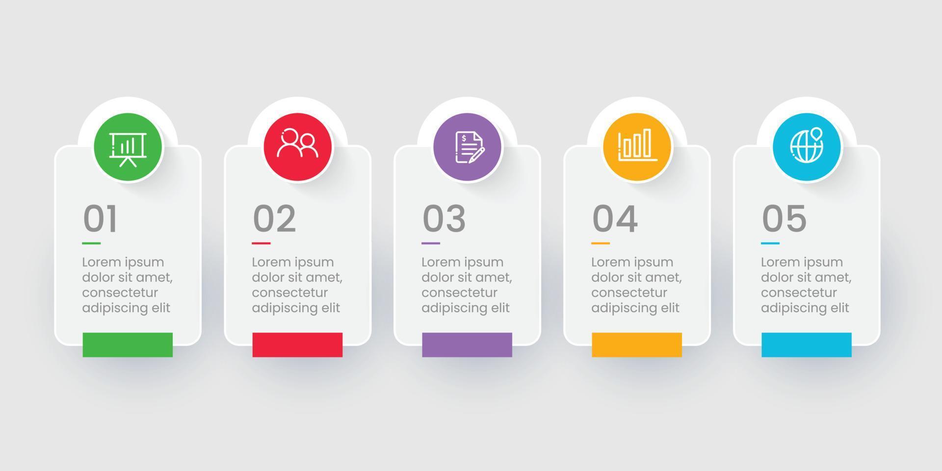Five steps modern infographic template vector