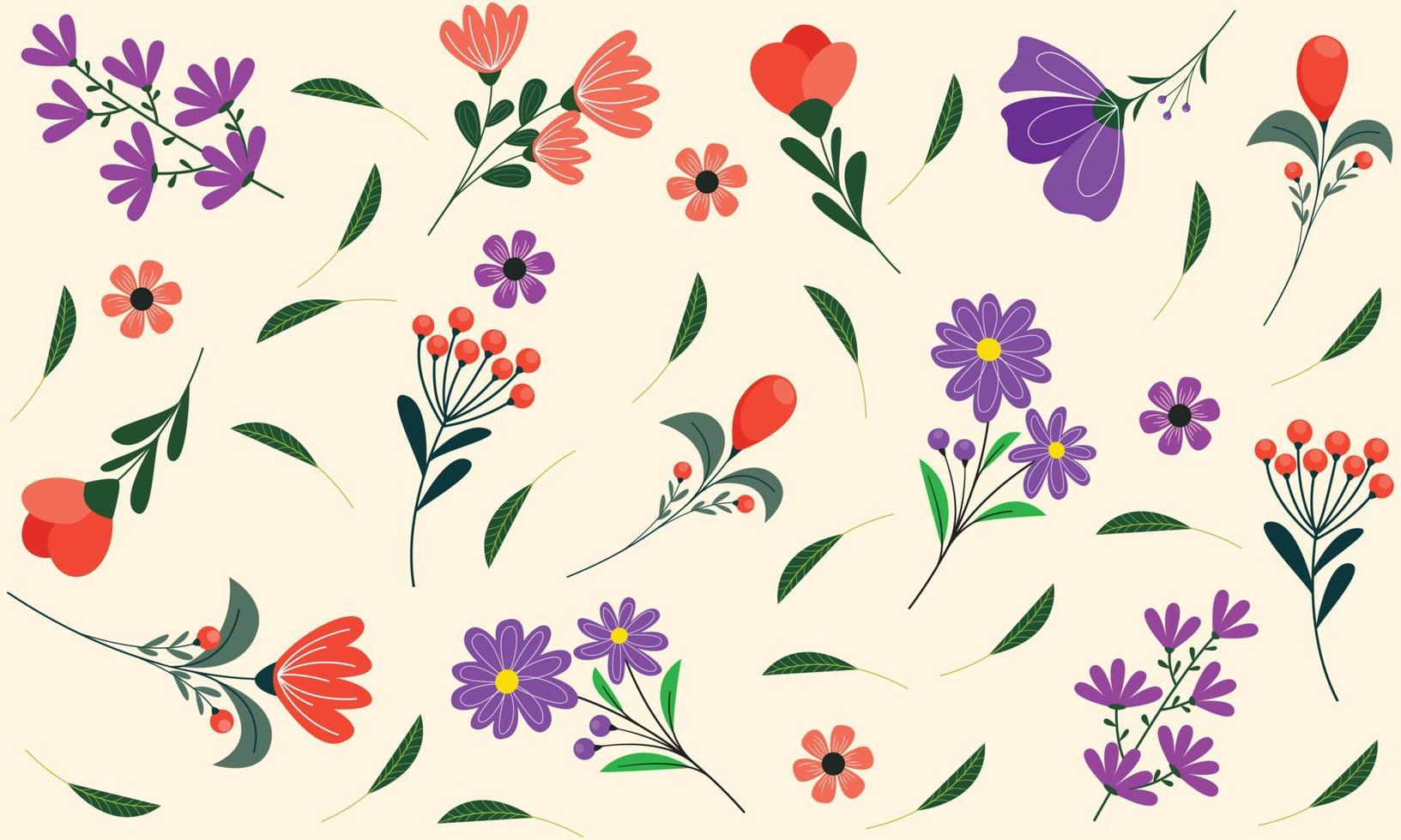 Hand drawn floral pattern. Flower background design vector