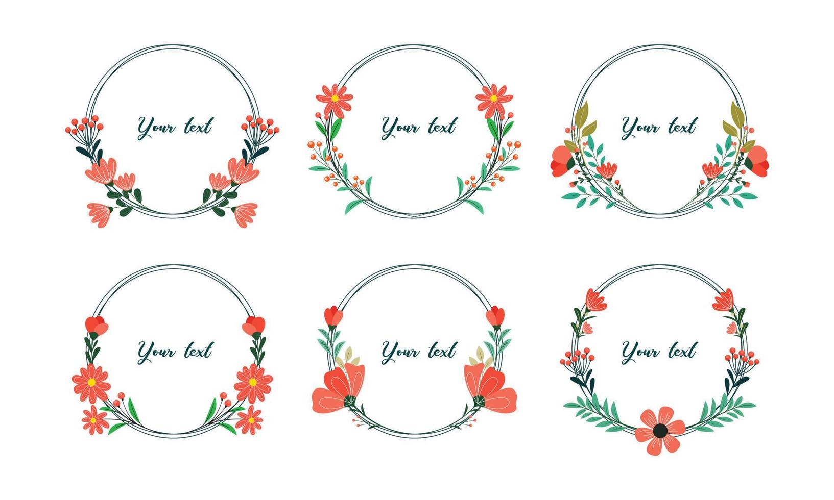 Spring frame fresh flower. Set of frame circle flower. Wedding or invitation flower concept vector