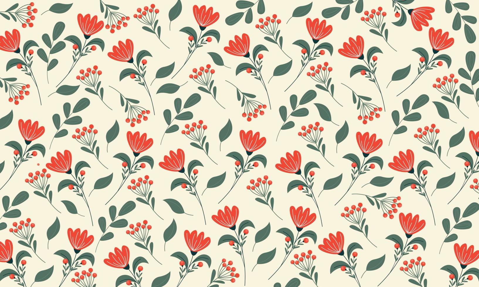 Hand drawn floral pattern. Flower background vector