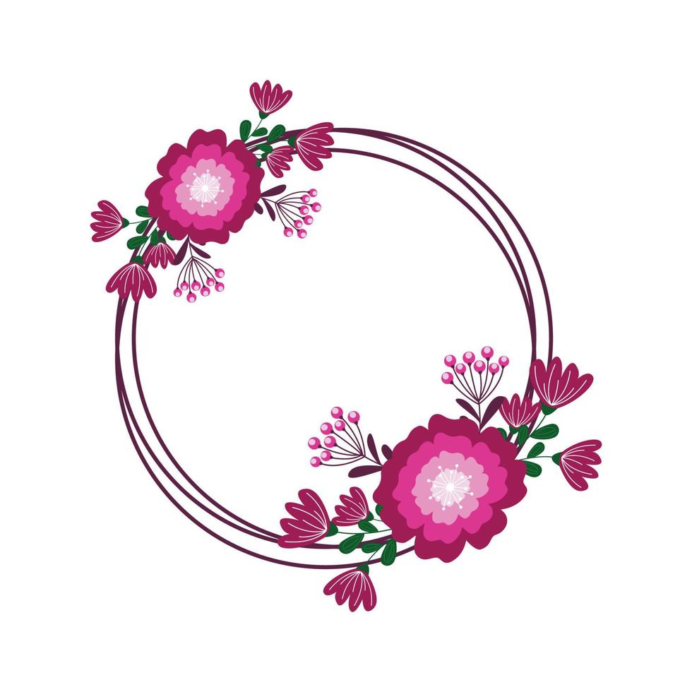 Circle frame floral background for wedding or invitation. Floral background vector
