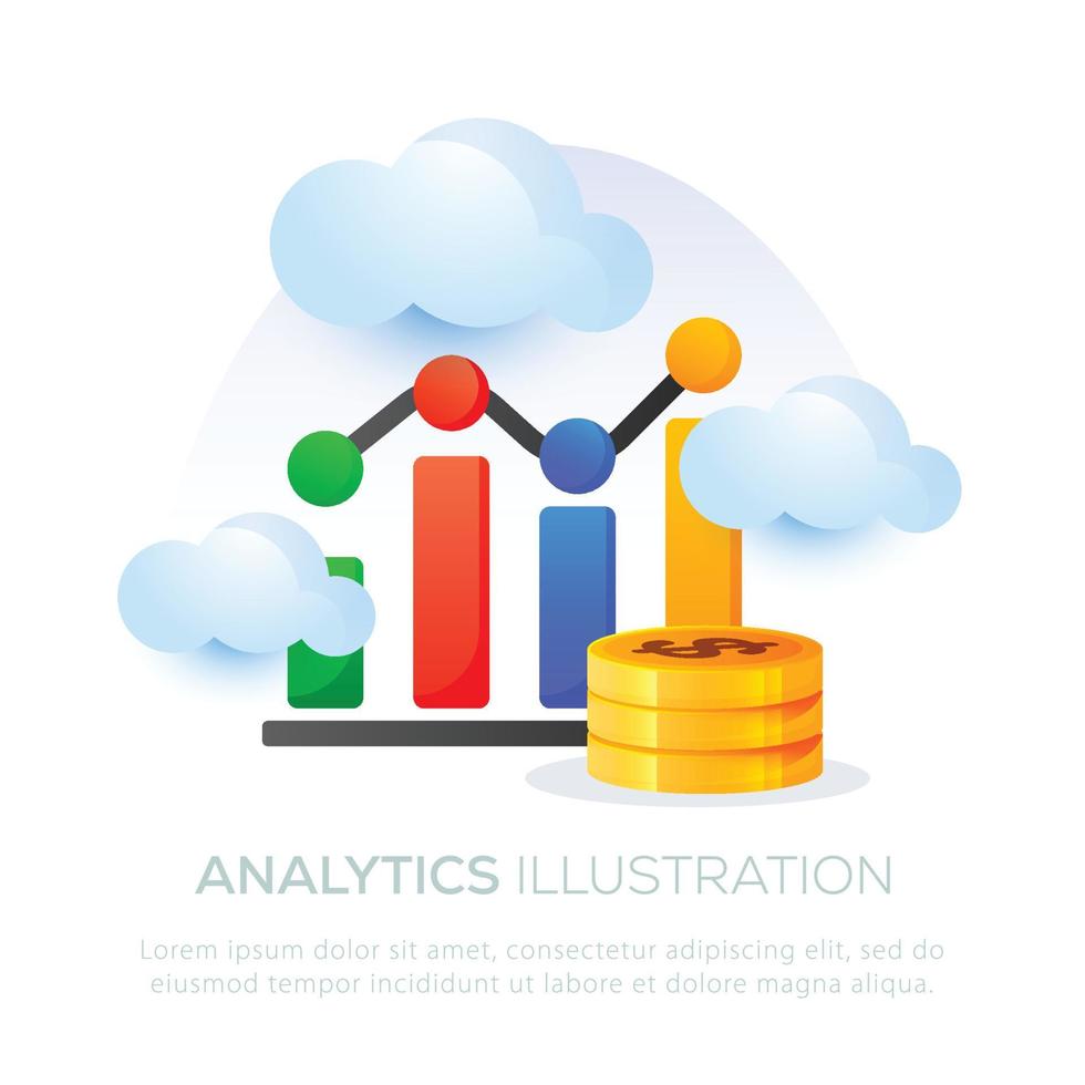 Analytics down illustration design for mobile app or website design vector