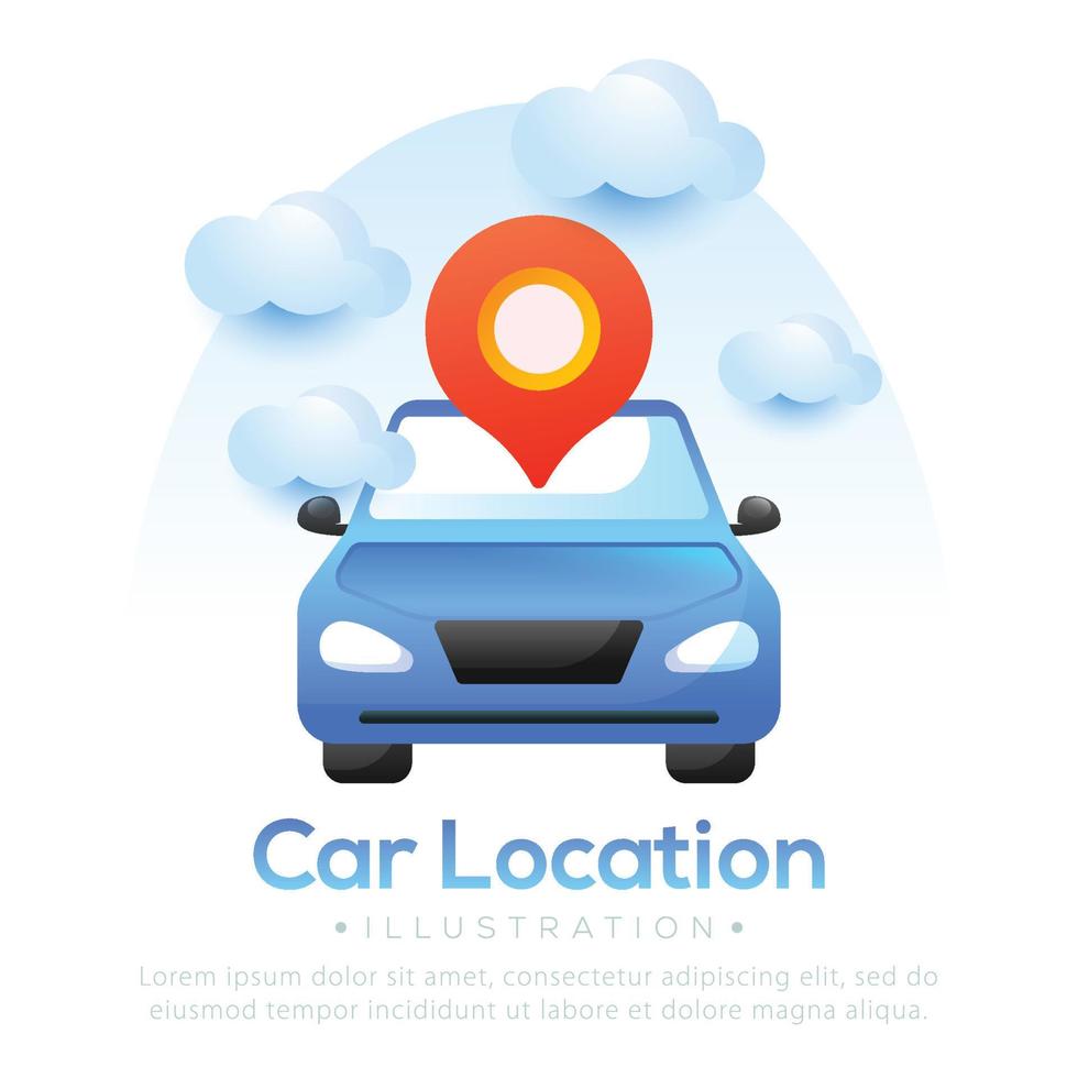 Illustration of car location. Position car illustration design vector