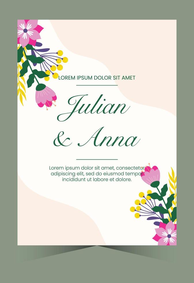 Flower wedding invitation card. Floral card design. Design card floral illustration. Romantic card vector