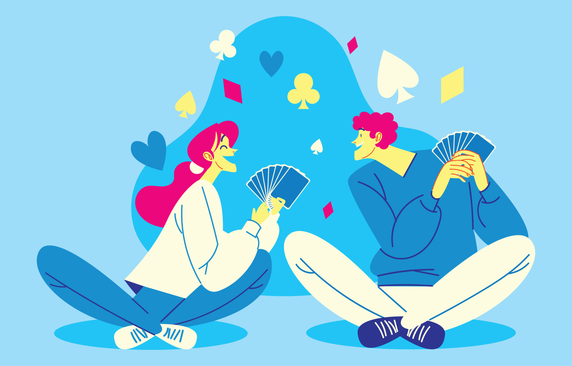 Young Couple Playing Card Game 17374514 Vector Art at Vecteezy