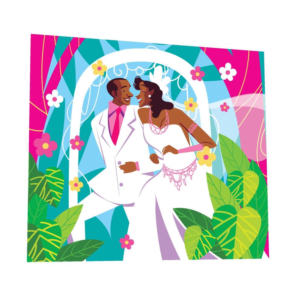 Romantic African Couple in Marriage vector