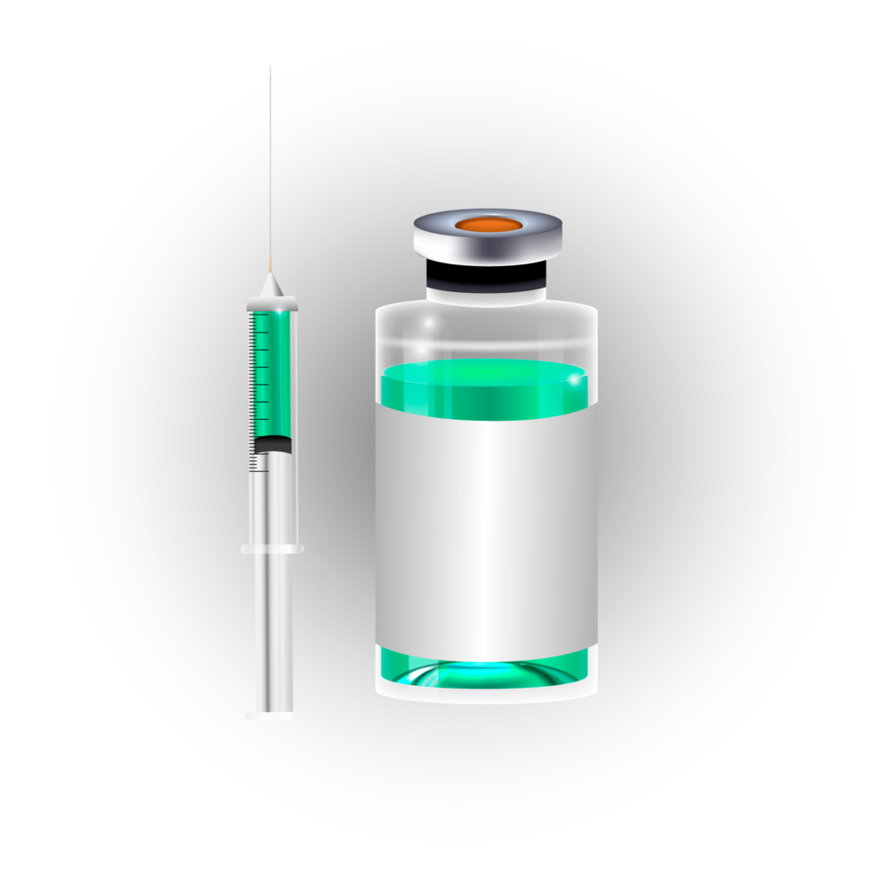 Vaccine by virus. vaccines bottle isolated. set realistic 3d glass ampoules png