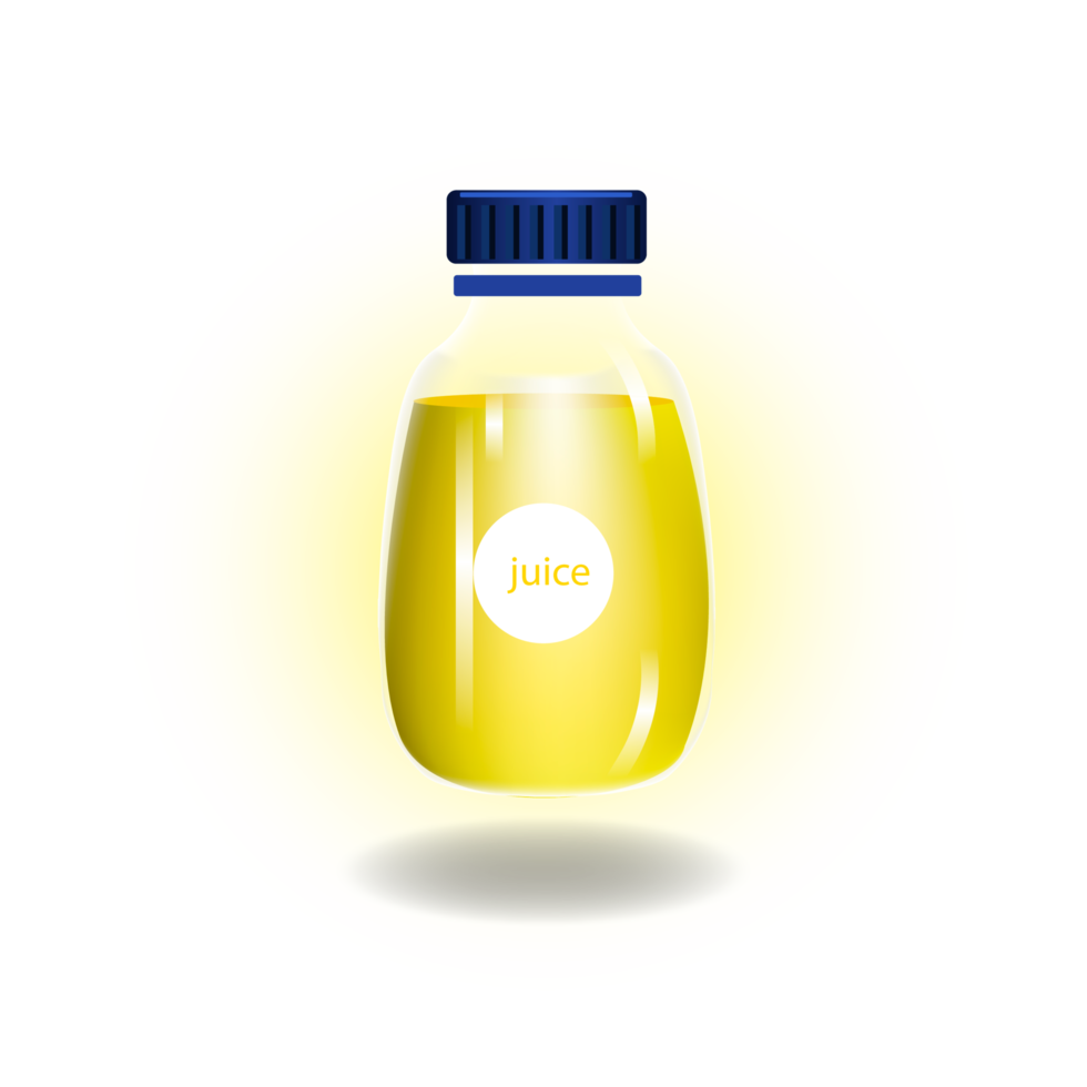 Realistic natural fruit juice glass bottle png