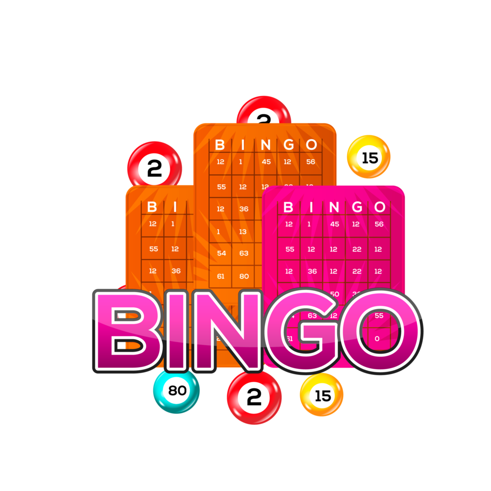 Bingo-Lotto-Spielbälle und Lotteriekarten mit Glückszahlen png