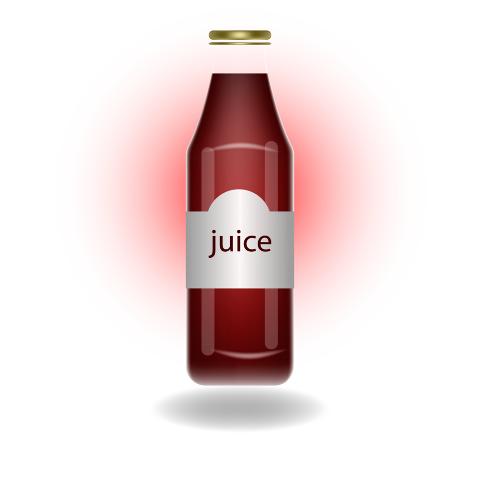 Realistic natural fruit juice glass bottle png