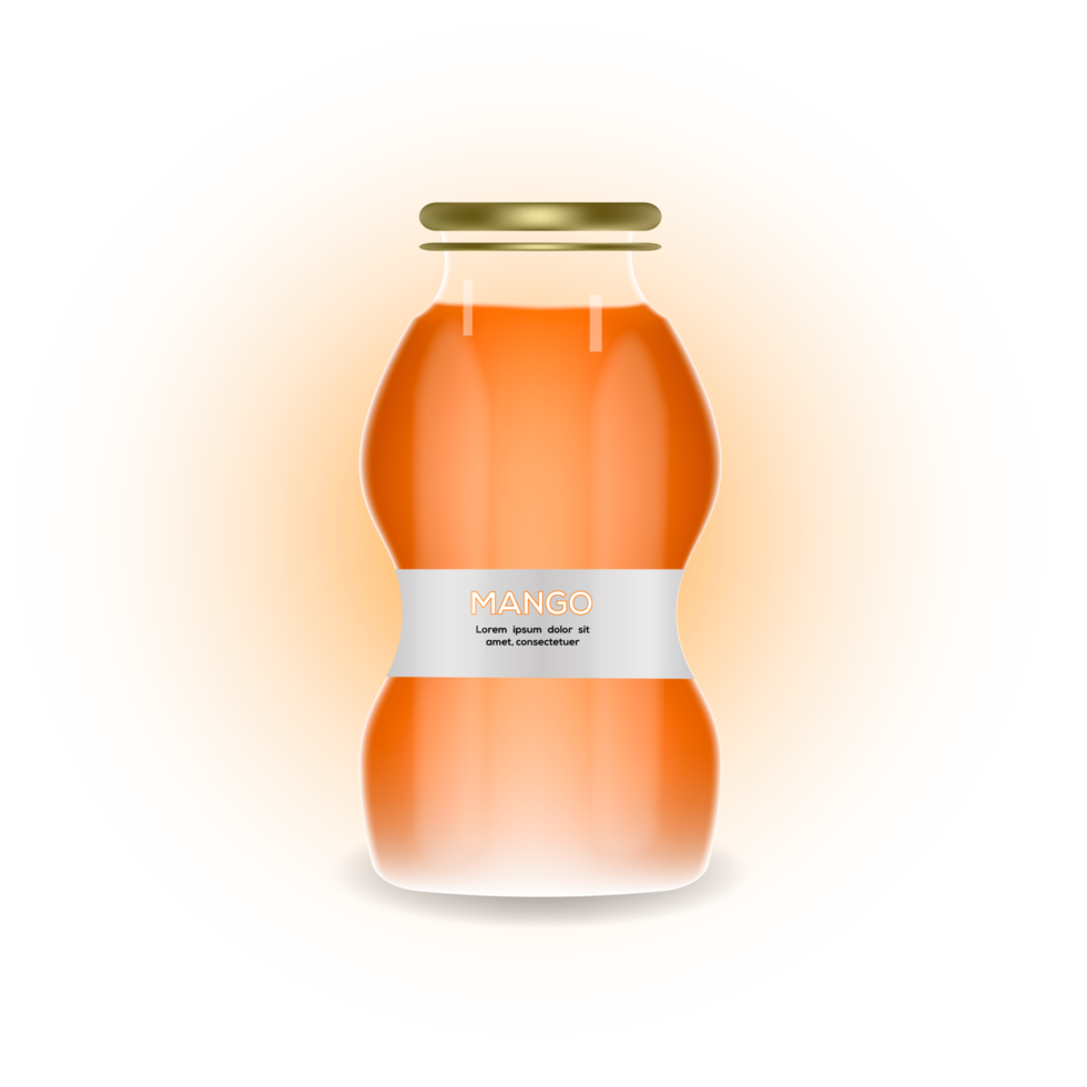 Realistic natural fruit juice glass bottle png