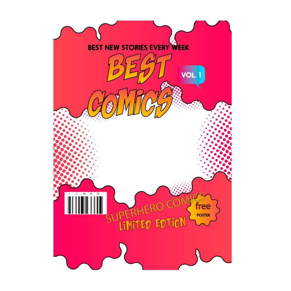 Comic book cover template design png