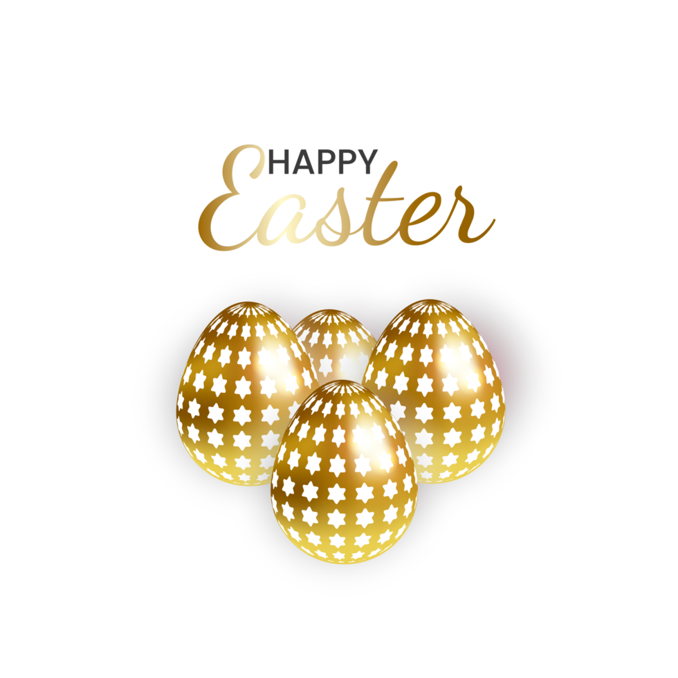 happy easter element for design.eggs in green grass with white flowers isolated png