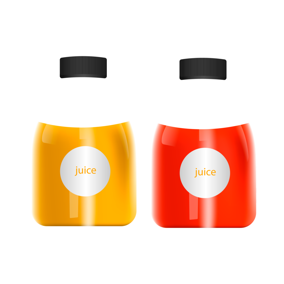Realistic natural fruit juice glass bottle png