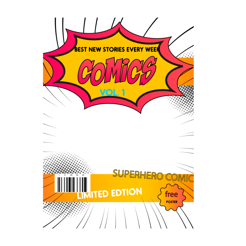 Comic book cover template design png