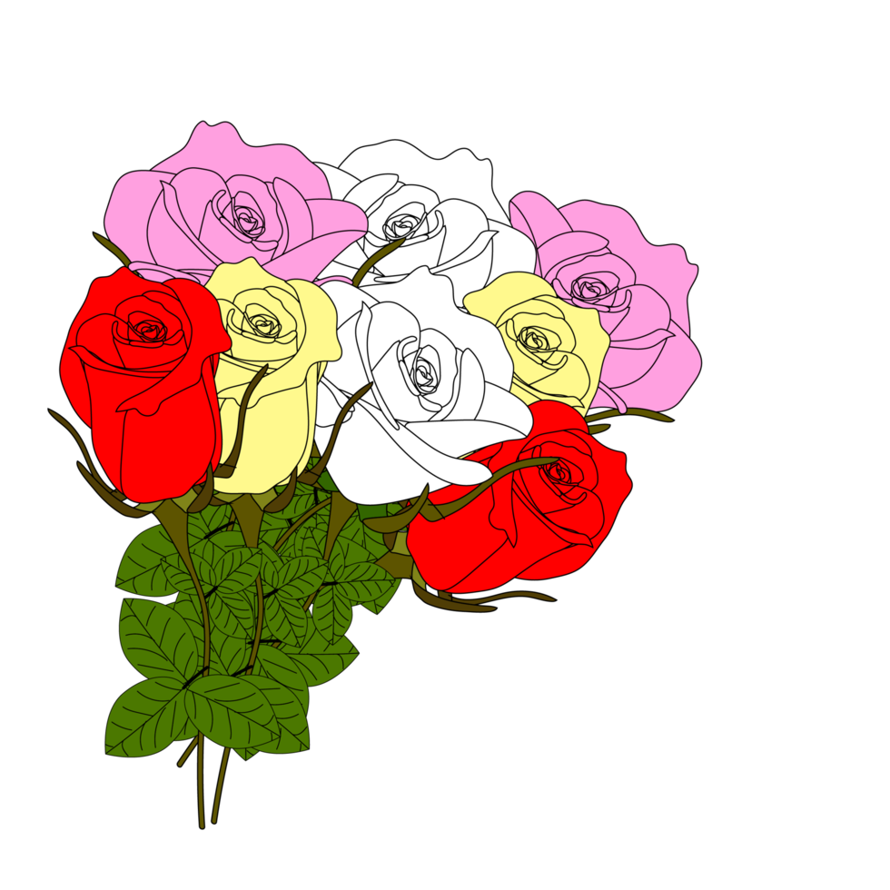 ensemble réaliste de fleurs roses rouges avec différentes couleurs et formes isolées png