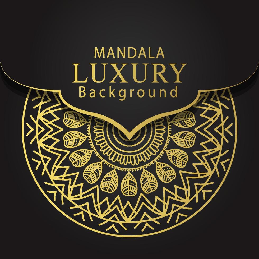 luxury mandala golden with a black background elegant design for anniversary invitation henna vector