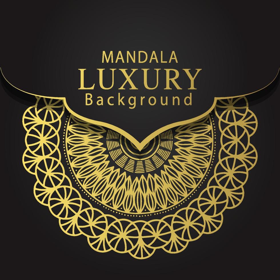 luxury mandala golden with a black background elegant design for anniversary invitation henna vector