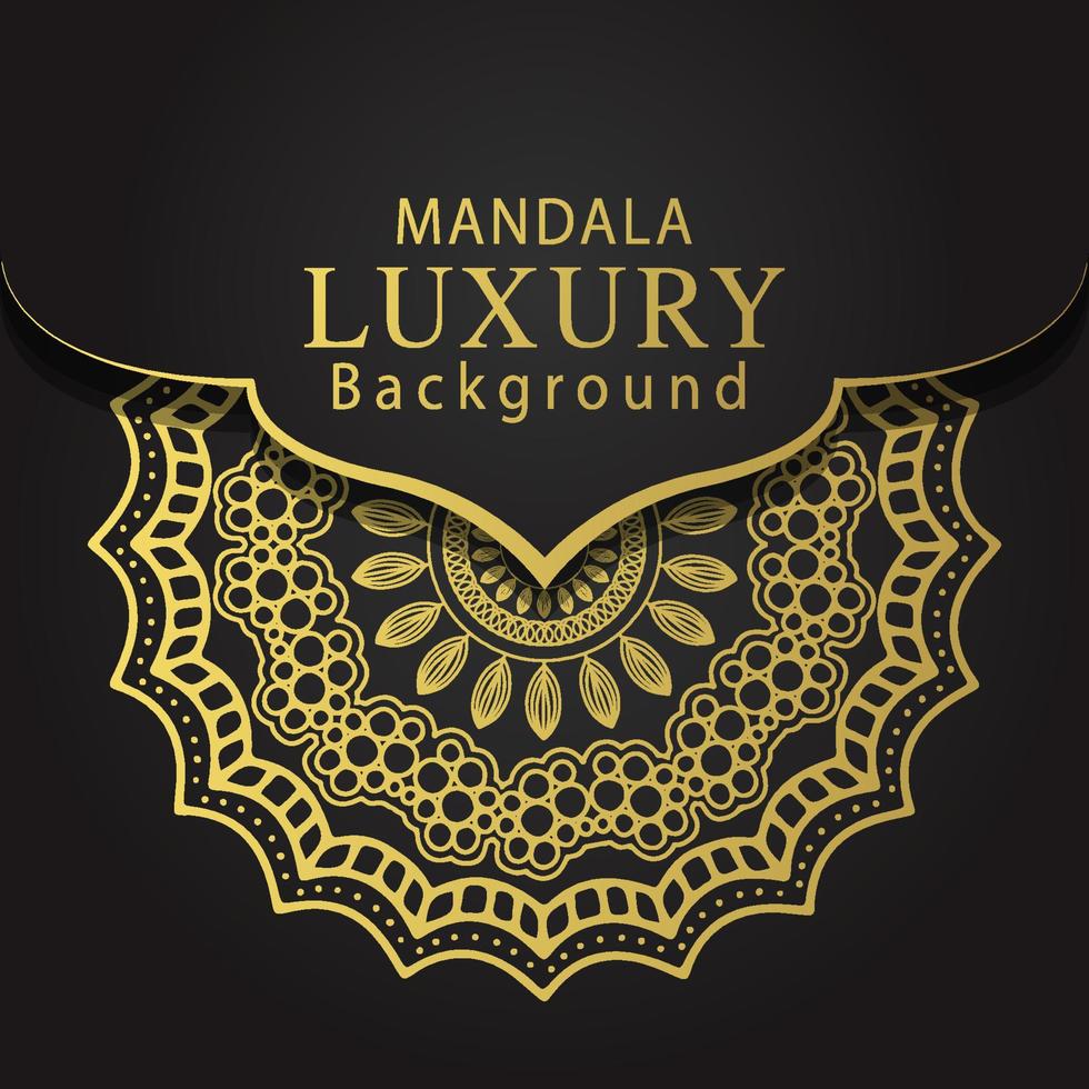 luxury mandala golden with a black background elegant design for anniversary invitation henna vector