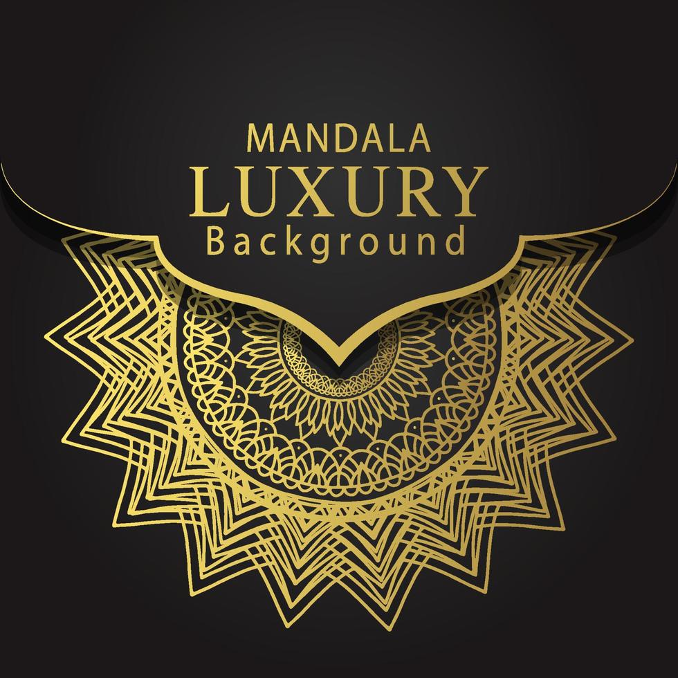 luxury mandala golden with a black background elegant design for anniversary invitation henna vector