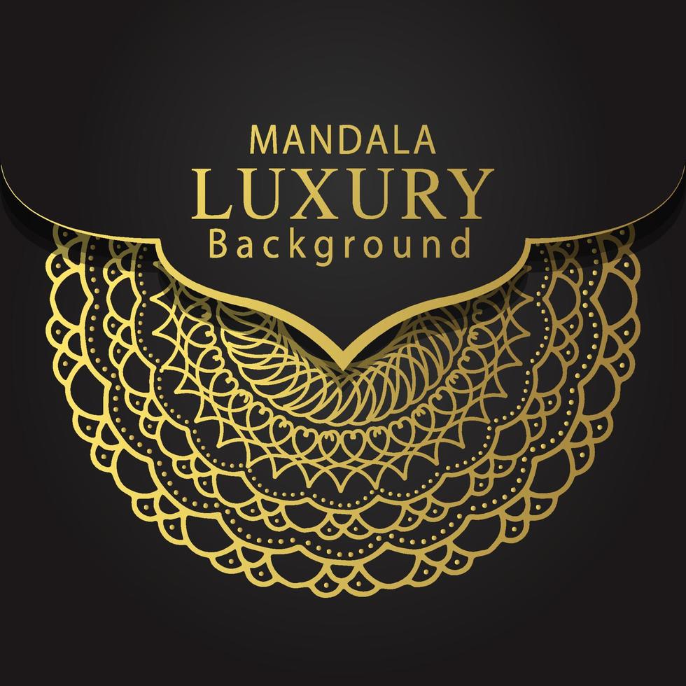 luxury mandala golden with a black background elegant design for anniversary invitation henna vector