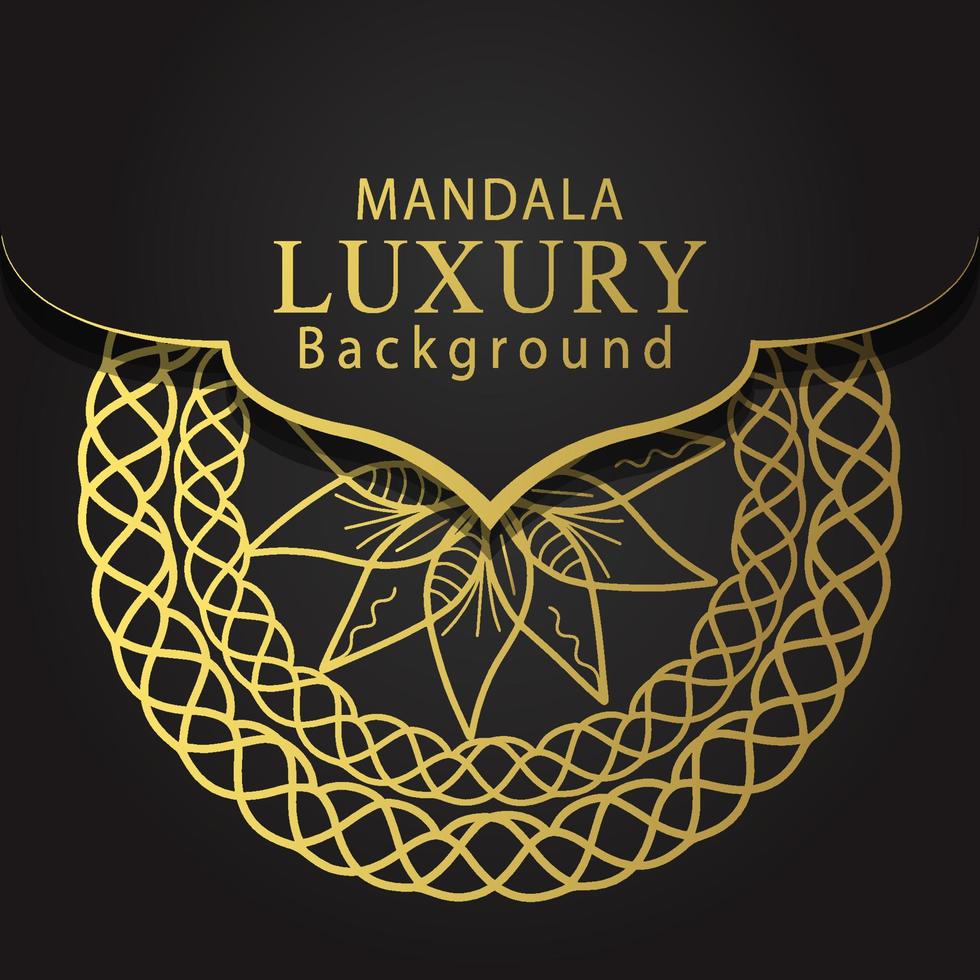 luxury mandala golden with a black background elegant design for anniversary invitation henna vector