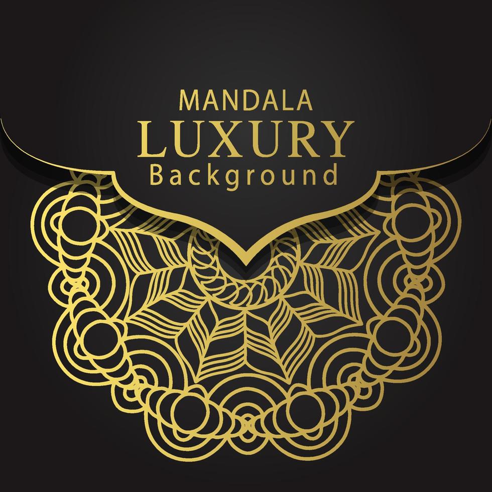 luxury mandala golden with a black background elegant design for anniversary invitation henna vector