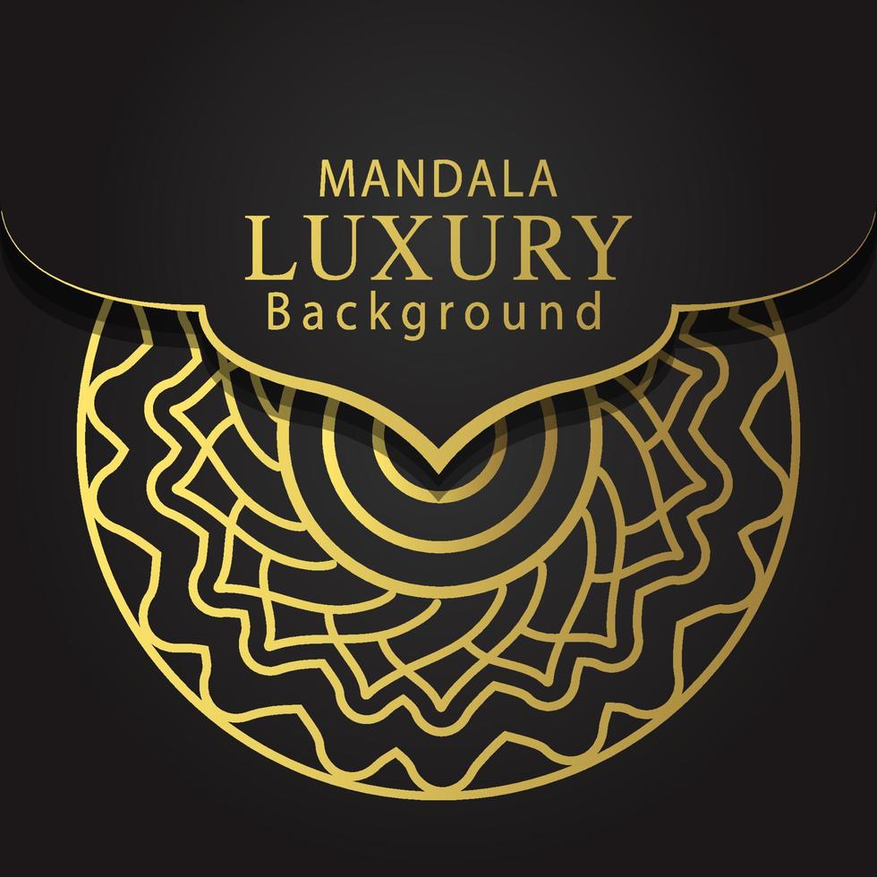 luxury mandala golden with a black background elegant design for anniversary invitation henna vector