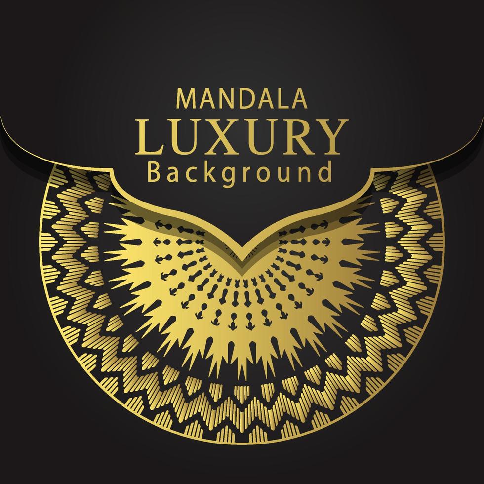 luxury mandala golden with a black background elegant design for anniversary invitation henna vector