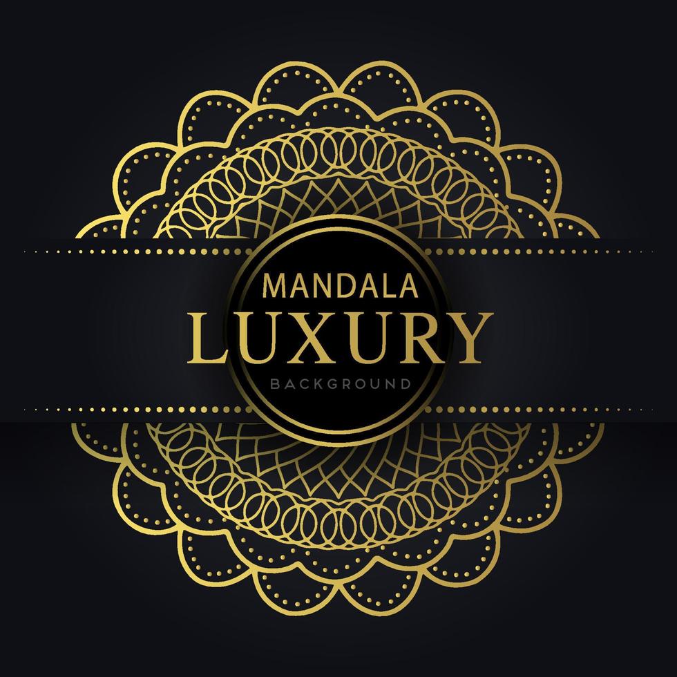 luxury mandala golden with a black background elegant design vector