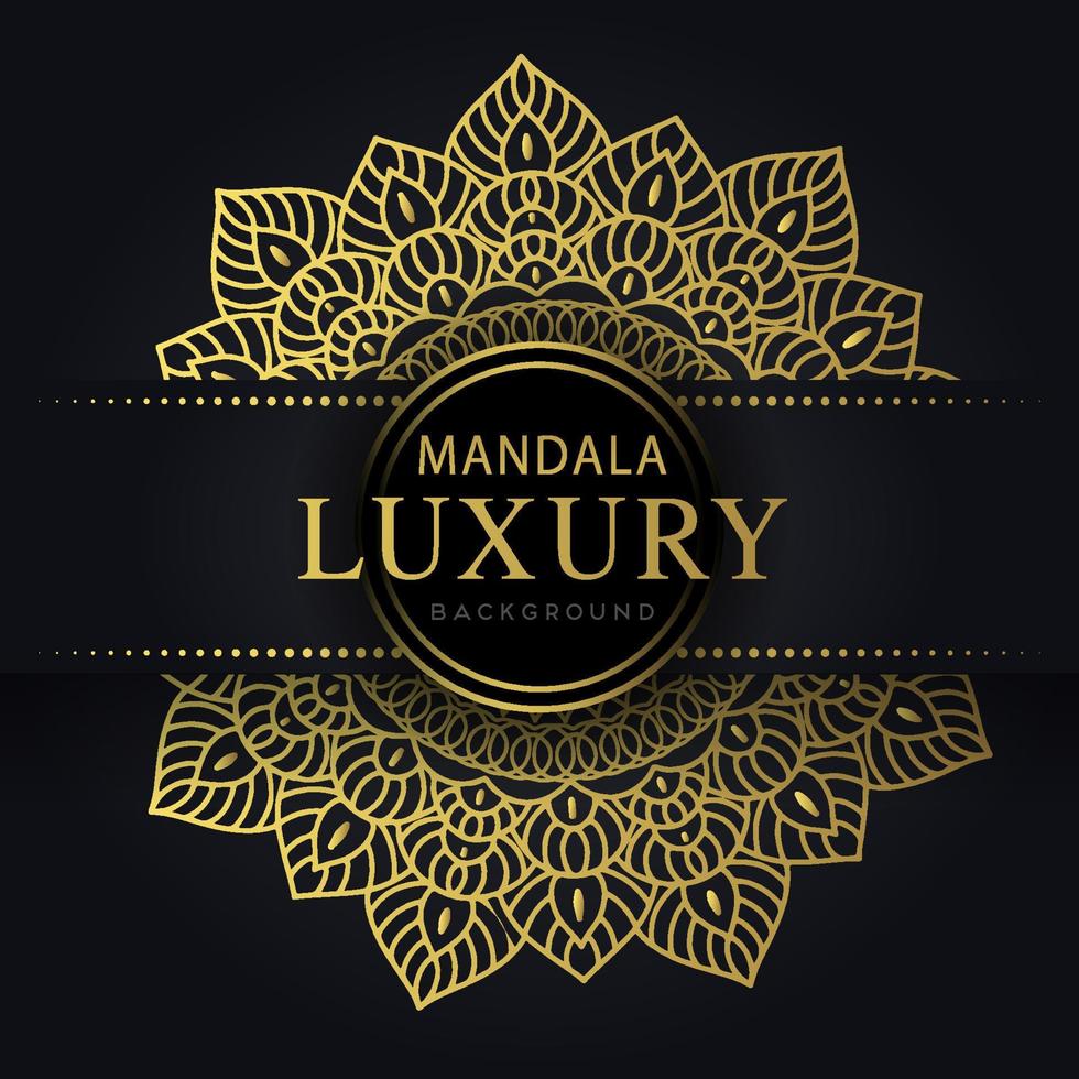 luxury mandala golden with a black background elegant design vector