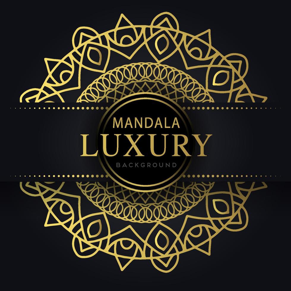 luxury mandala golden with a black background elegant design vector