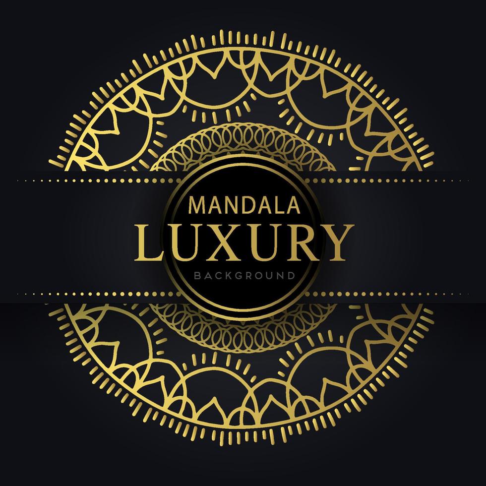 luxury mandala golden with a black background elegant design vector