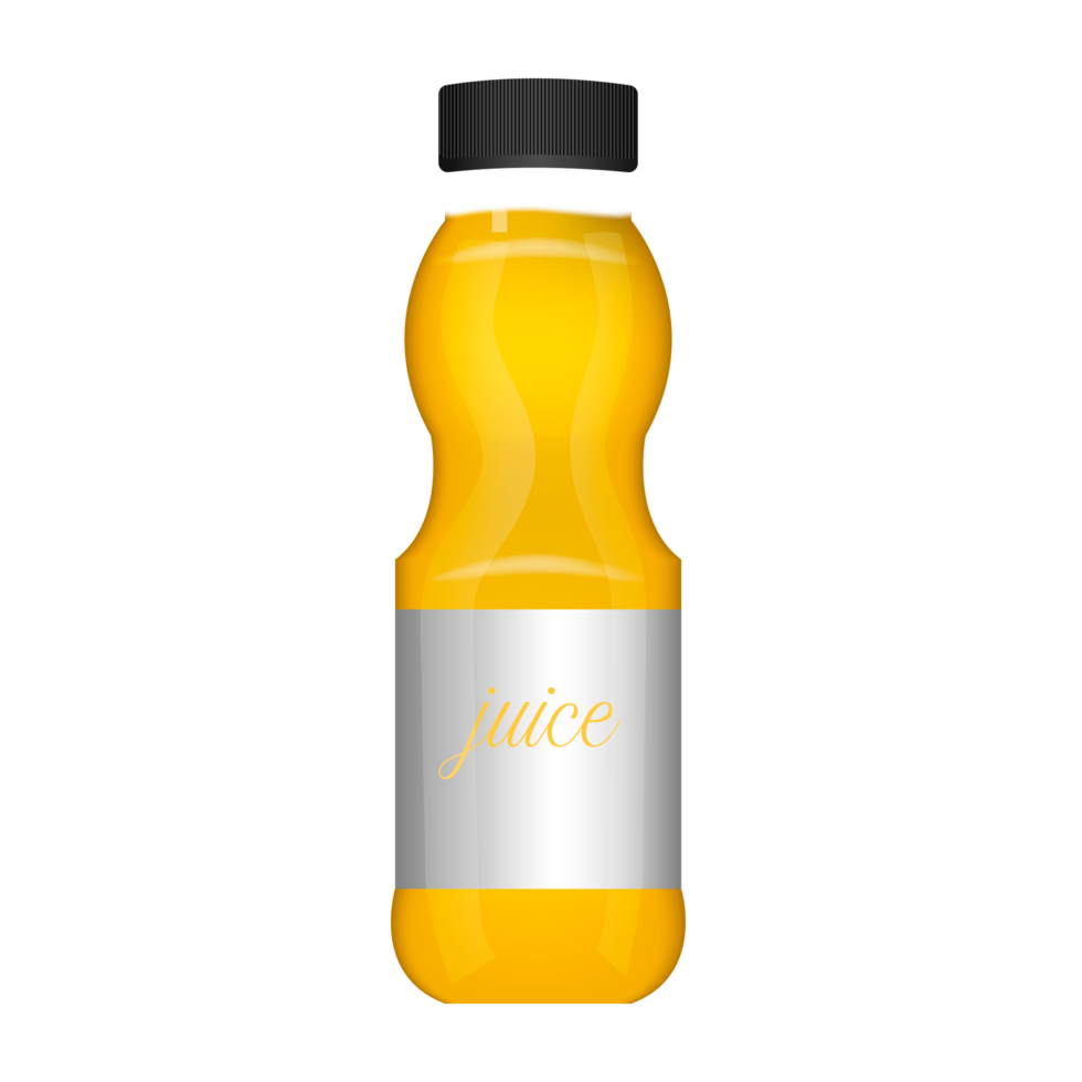 Realistic natural fruit juice glass bottle png