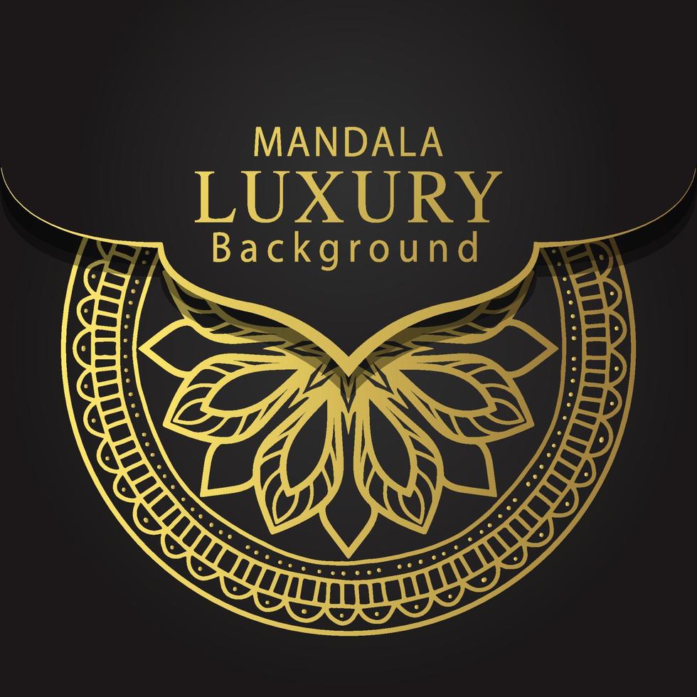 luxury mandala golden with a black background elegant design for anniversary invitation henna vector
