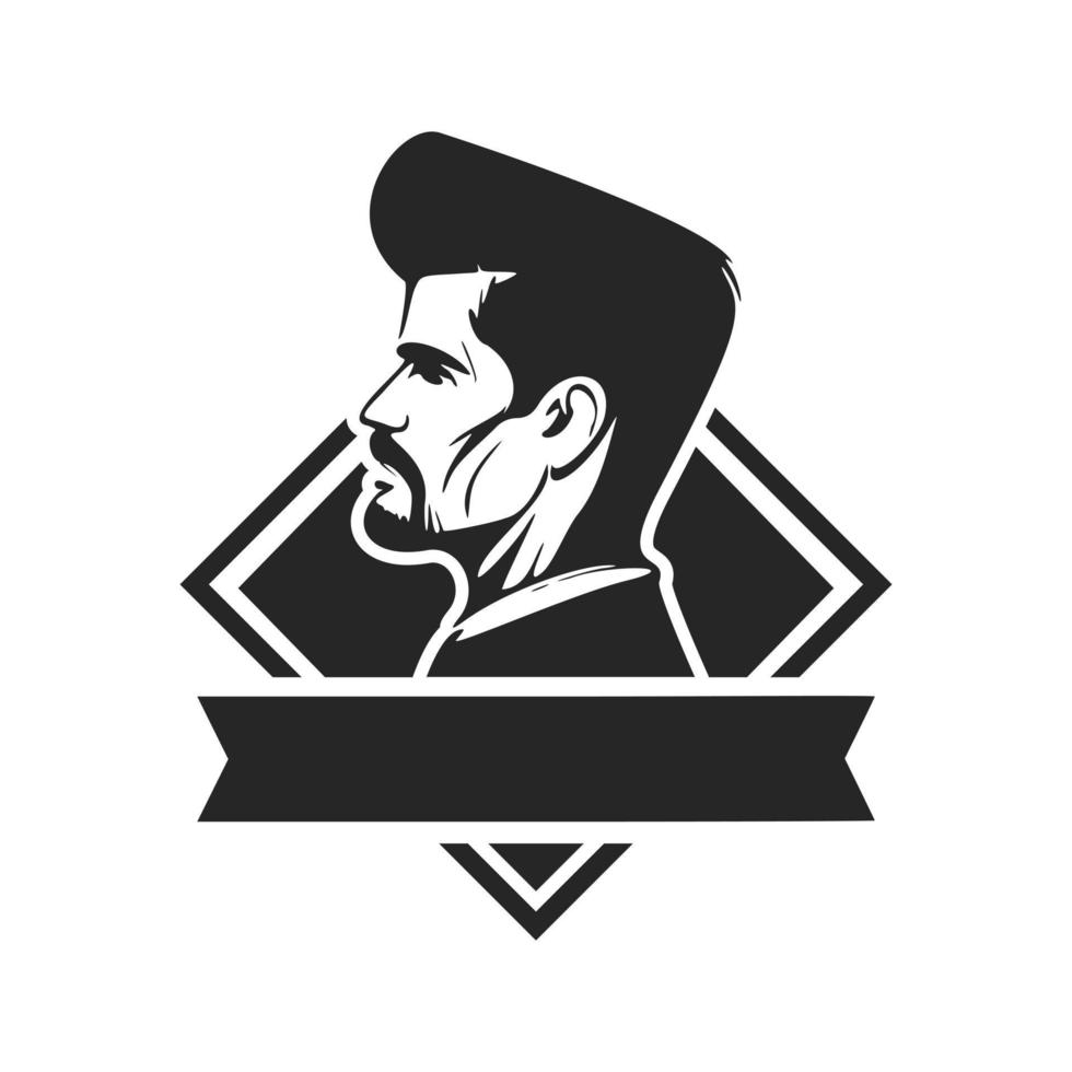 un logotipo en blanco y negro simple pero poderoso que representa a un hombre elegante y brutal. estilo minimalista con líneas limpias y un diseño simple pero efectivo. vector