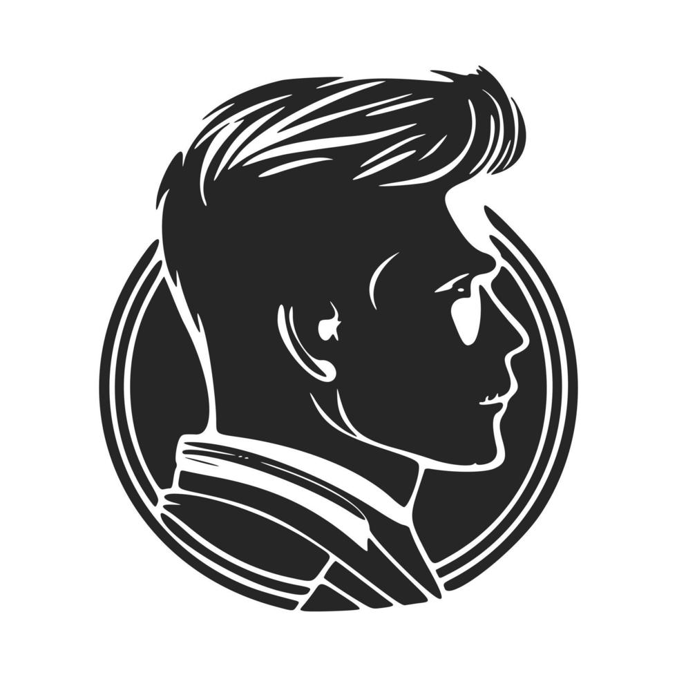 logotipo en blanco y negro que representa a un hombre elegante y brutal. para tu negocio. vector