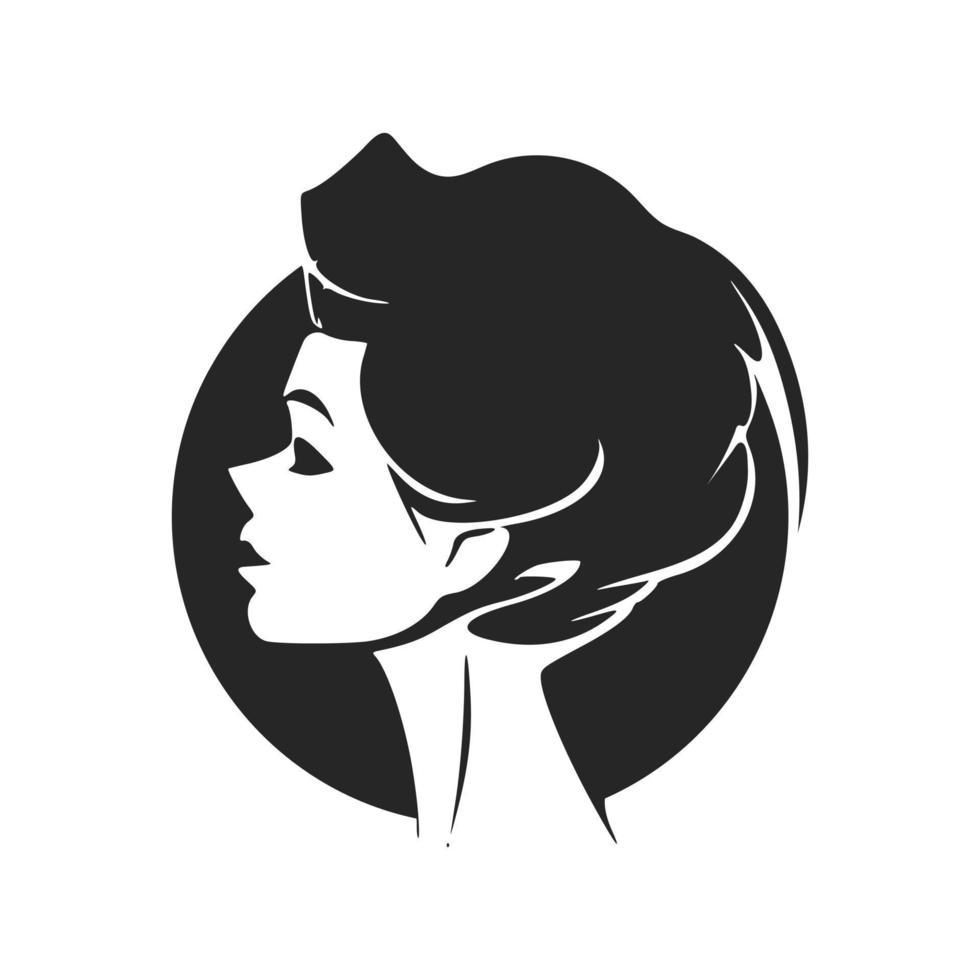 logotipo en blanco y negro que representa a una chica elegante y con estilo. un logotipo audaz y dinámico que causa una fuerte impresión. vector