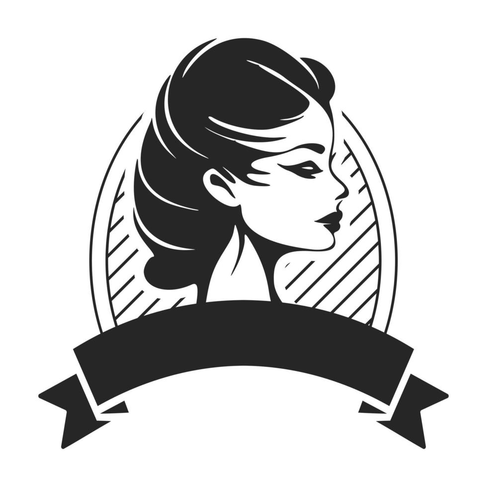 Black and white logo depicting a stylish and elegant woman. A bold and dynamic logo that makes a strong impression. vector