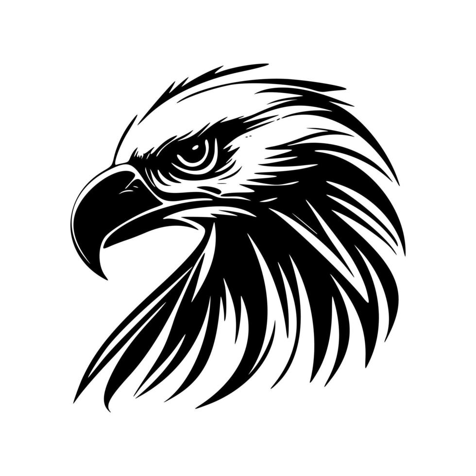 atractivo logotipo de águila en blanco y negro. bueno para estampados y camisetas. vector