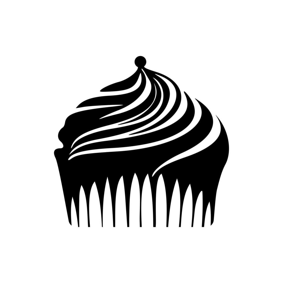 atractivo logotipo de cupcake en blanco y negro. bueno para la tipografía. vector