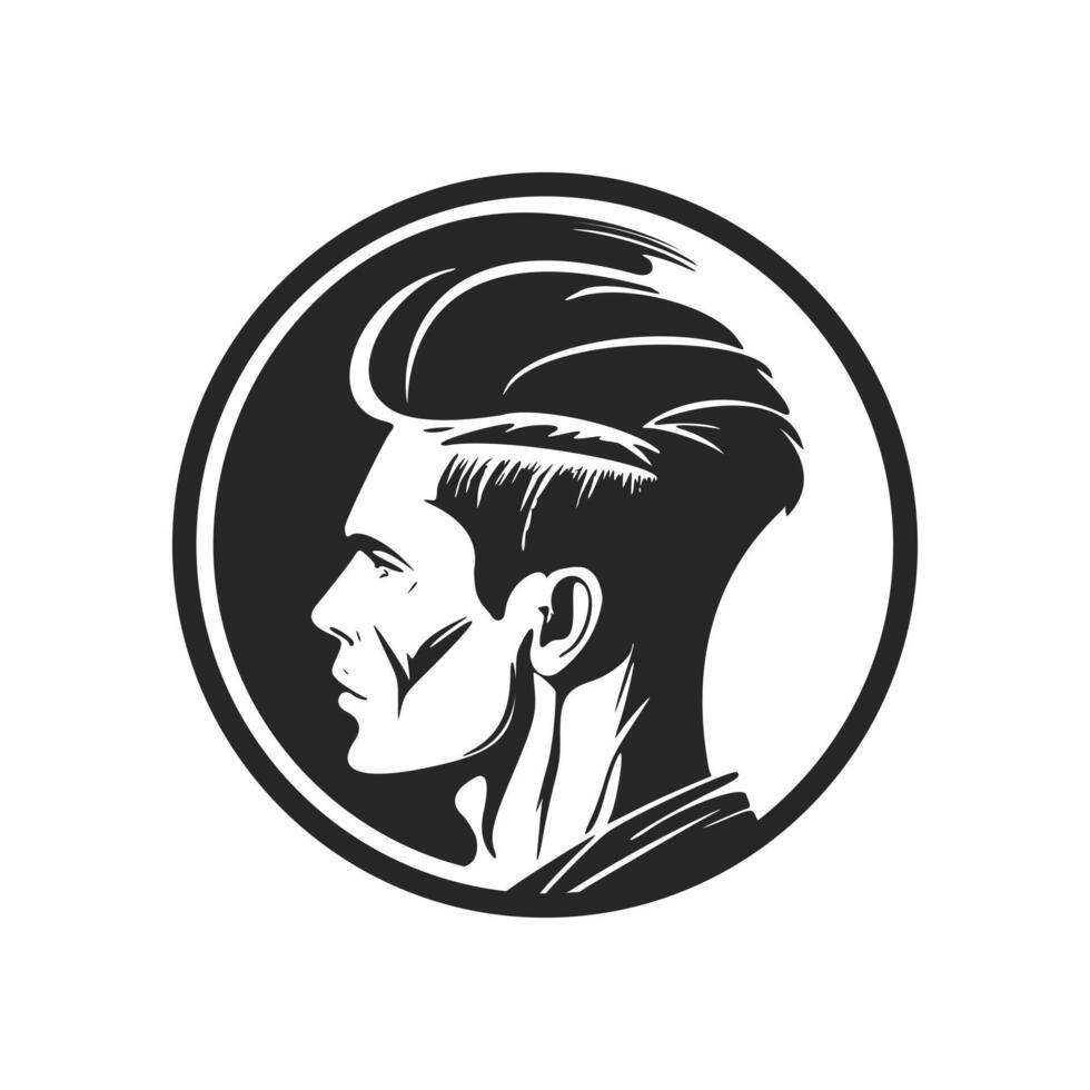 A simple yet powerful black and white logo featuring a stylish man. A bold and dynamic logo that makes a strong impression. vector