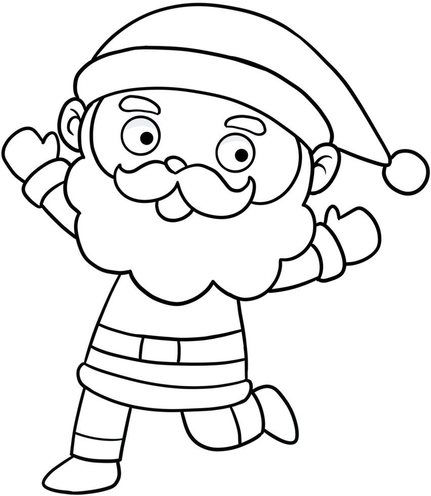 cute cartoon santa claus merry christmas line art png