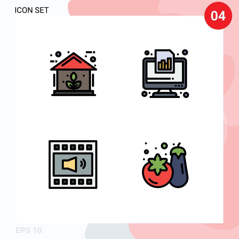 Universal Icon Symbols Group of 4 Modern Filledline Flat Colors of energy amplifier power financial open volume Editable Vector Design Elements