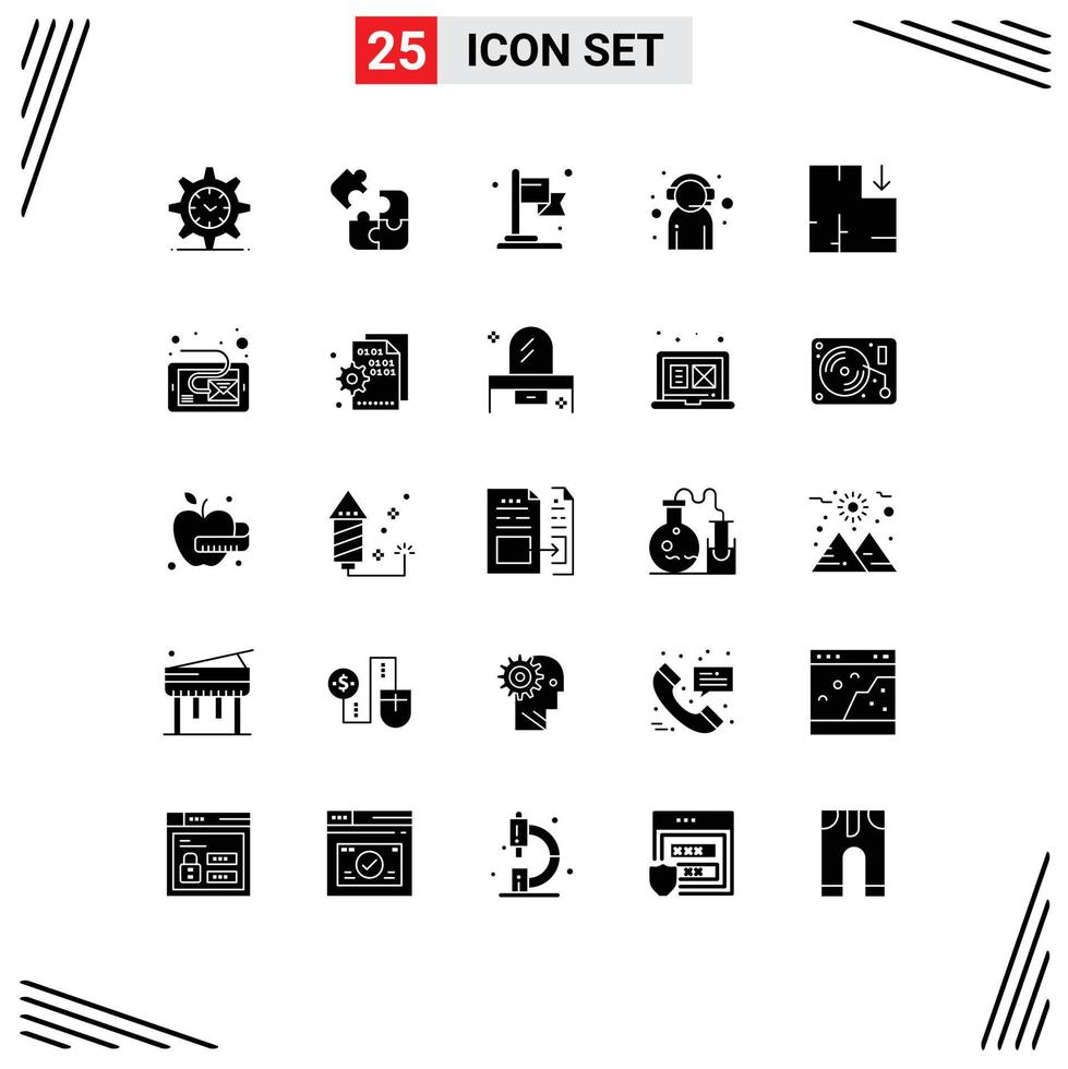 Modern Set of 25 Solid Glyphs Pictograph of plan support achievement customer support customer Editable Vector Design Elements