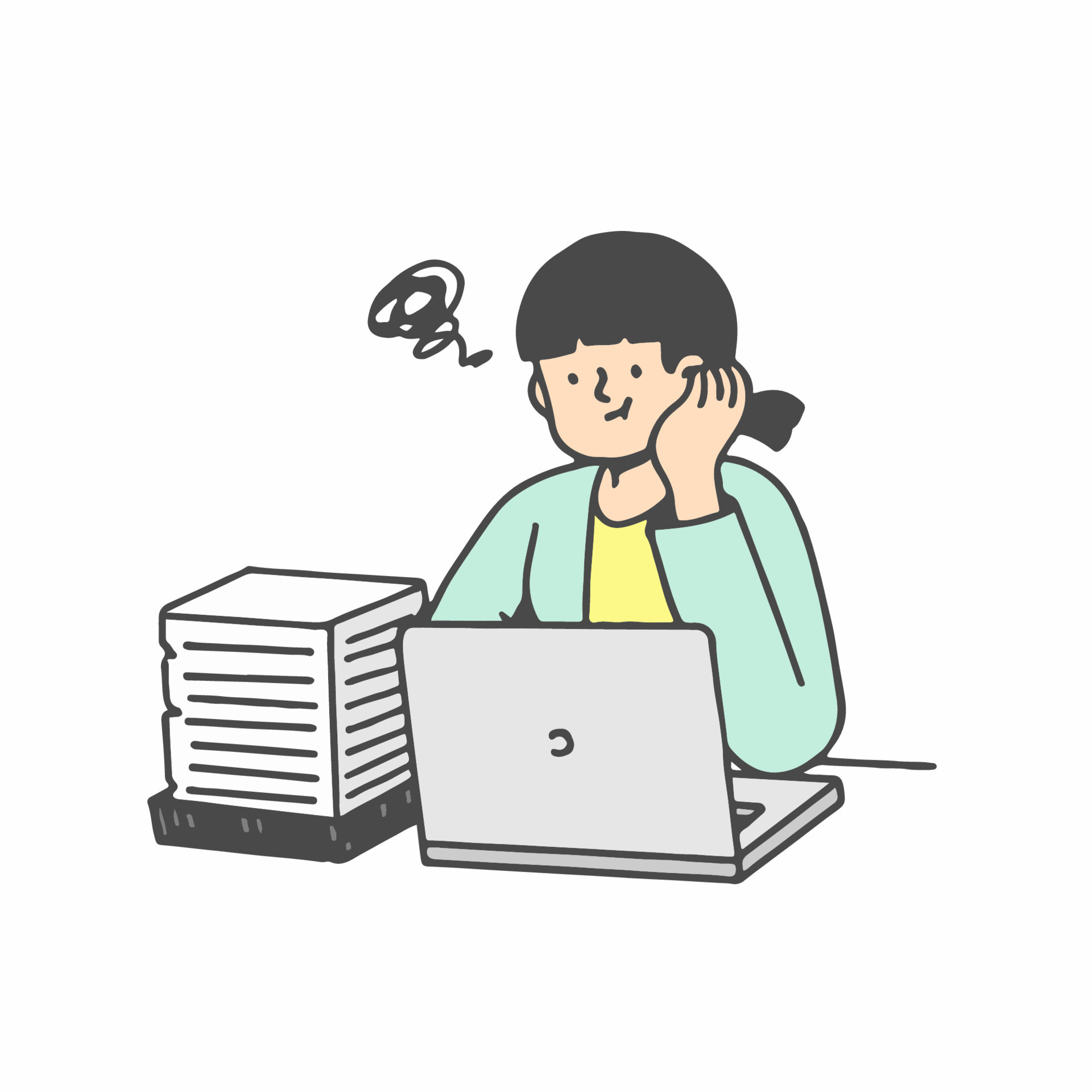Stressed worker. Burnout cartoon character worried about deadline. Hard ...