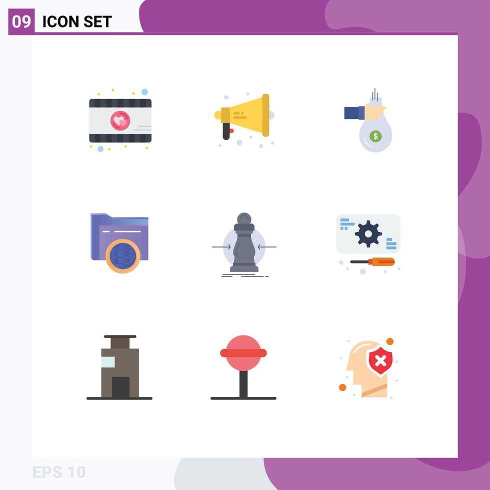 Modern Set of 9 Flat Colors and symbols such as consumption fie finance storage offer Editable Vector Design Elements