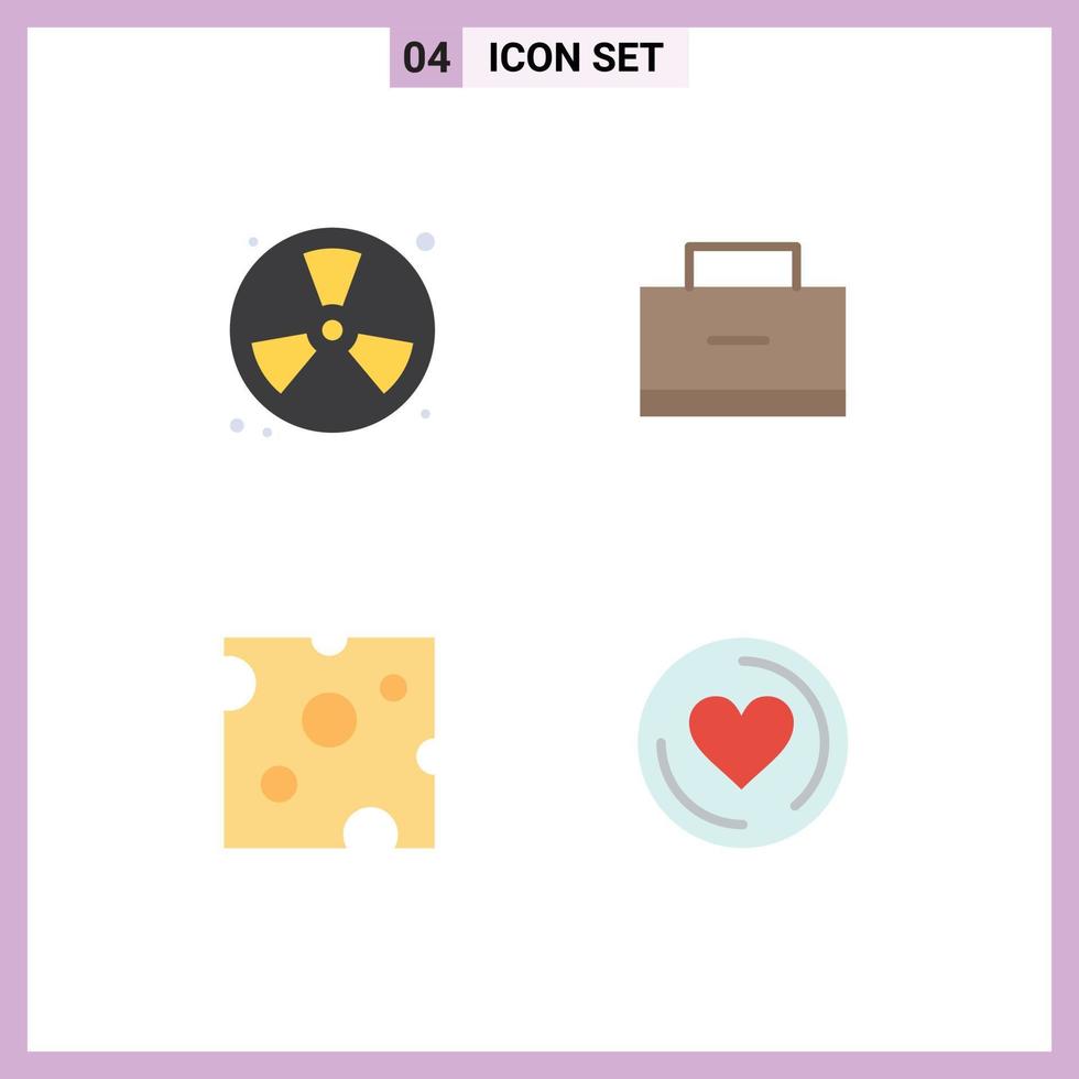 Set of 4 Modern UI Icons Symbols Signs for burn cheese fireman education food Editable Vector Design Elements
