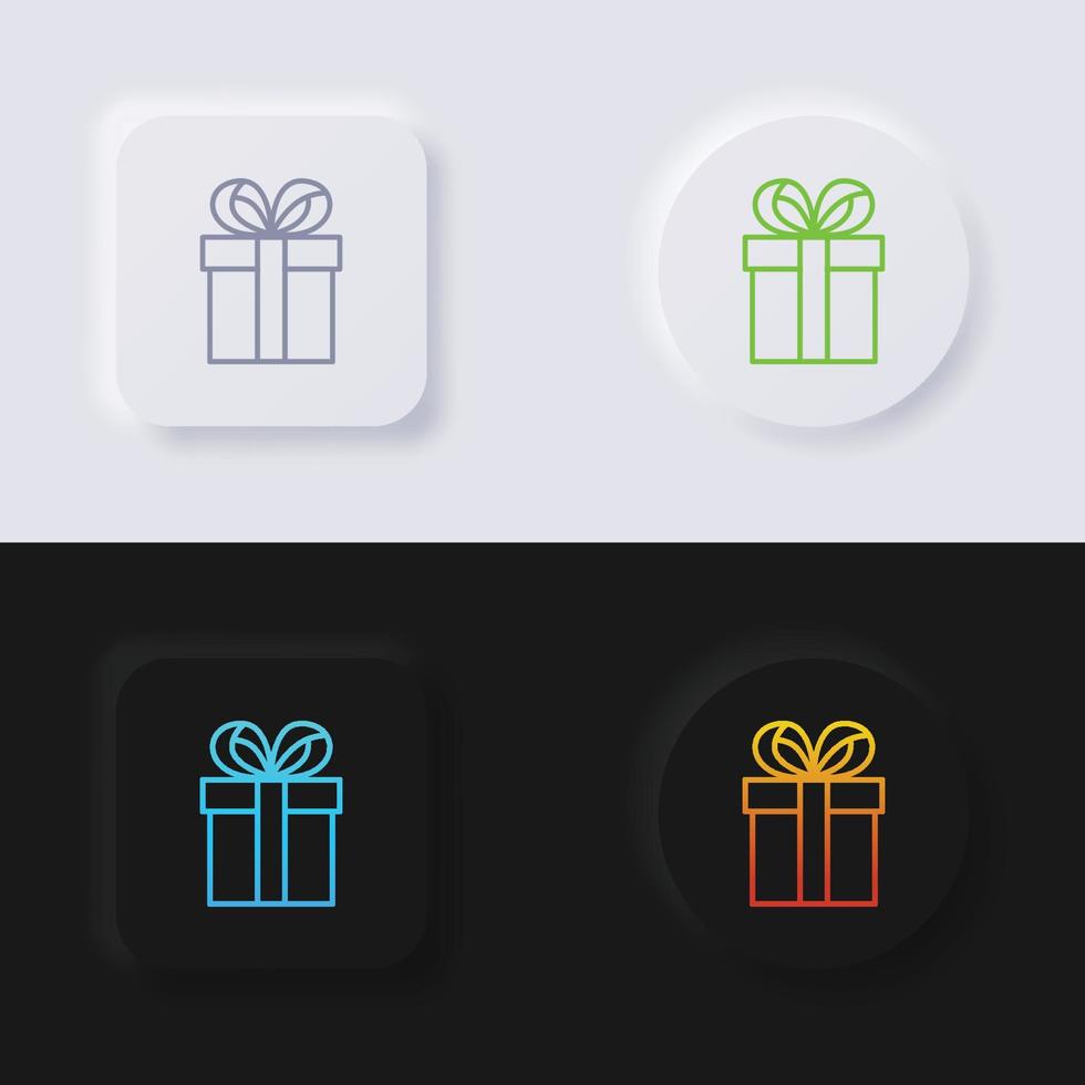 conjunto de iconos de caja de regalo, diseño de interfaz de usuario suave de botón de neumorfismo multicolor para diseño web, interfaz de usuario de aplicación y más, conjunto de iconos, botón, vector. vector